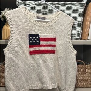 Sleeveless Knit Flag Sweater Vest - Cream by Unknown Brand